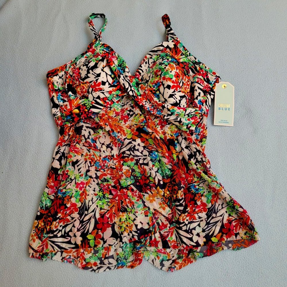 48. Christina tankini "pink rose", Size 16. NWT